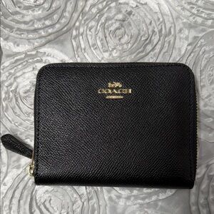 Coach Black Leather Zip Wallet